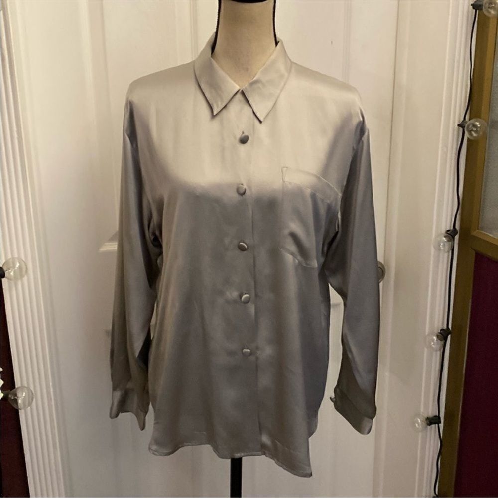 Anne Fontaine Metallic Silk Blouse, M